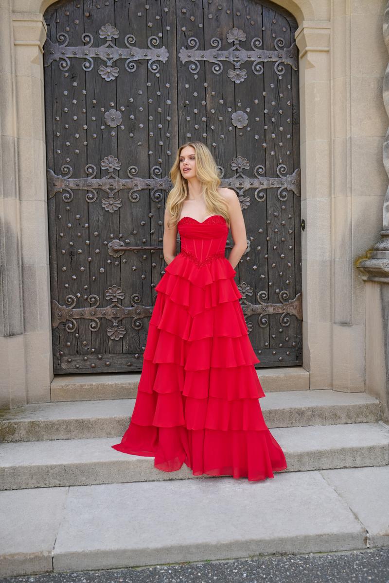 Faviana Basque Waist Ruffle Prom Dress 11460