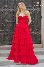 Faviana Basque Waist Ruffle Prom Dress 11460