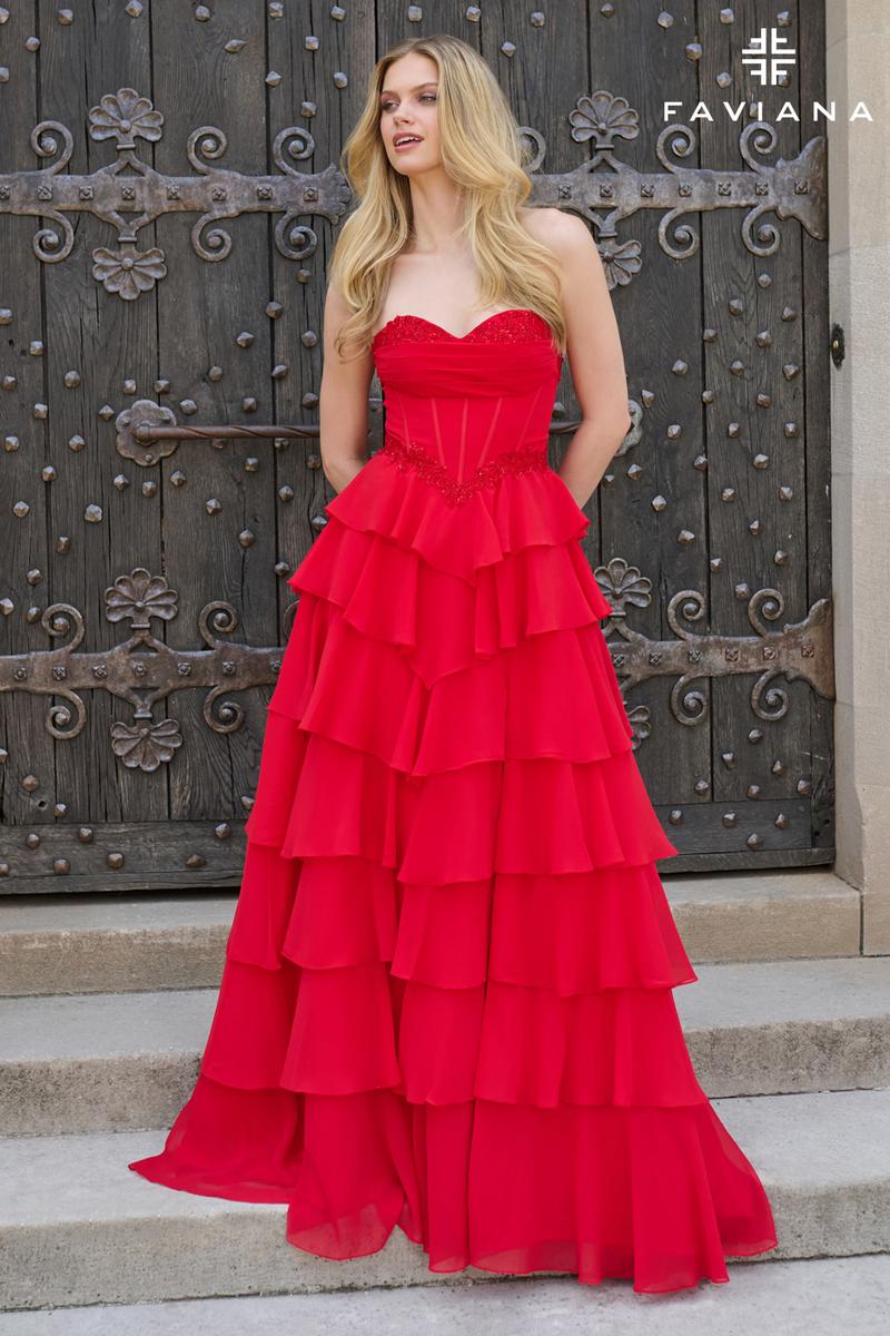 Faviana Basque Waist Ruffle Prom Dress 11460