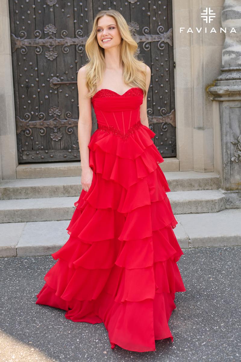 Faviana Basque Waist Ruffle Prom Dress 11460