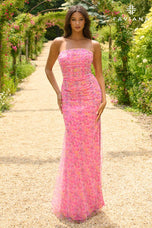 Faviana Ruched Printed Prom Dress 11461