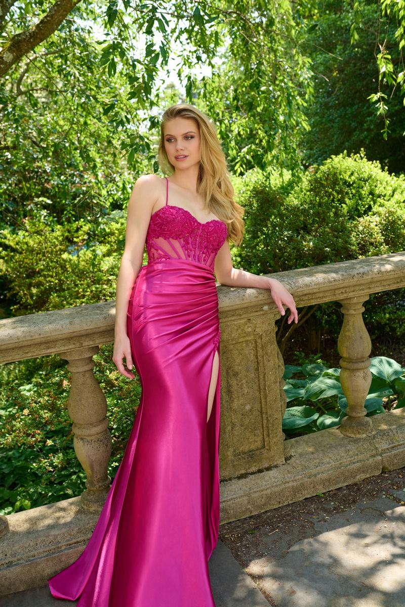 Faviana Corset Ruched Illusion Prom Dress 11469