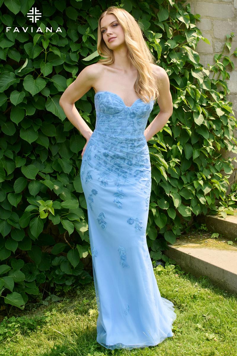 Faviana Floral Strapless Prom Dress 11472