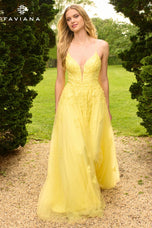Faviana A-Line Lace Pocket Prom Dress 11473