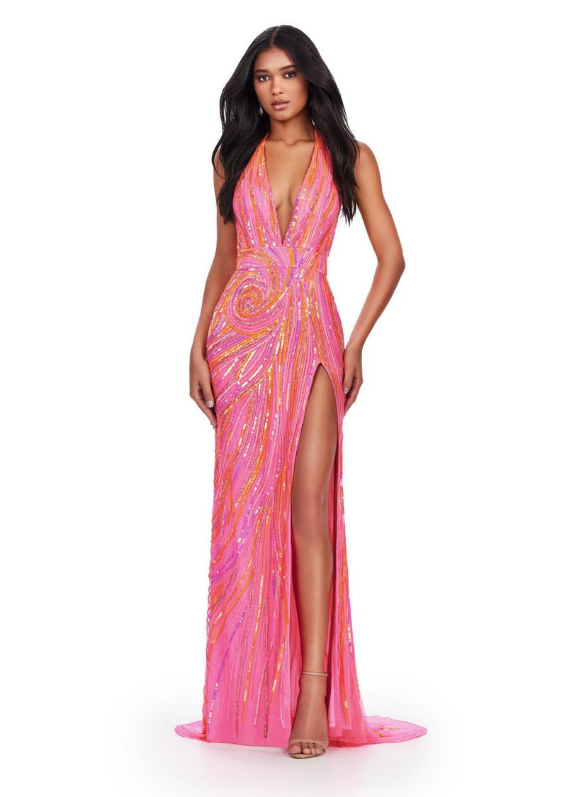 ashley lauren pink and orange dress Ashley Lauren leopard print hot pink and orange dress