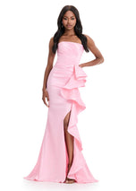 ASHLEYlauren Strapless Side Ruffle 11751