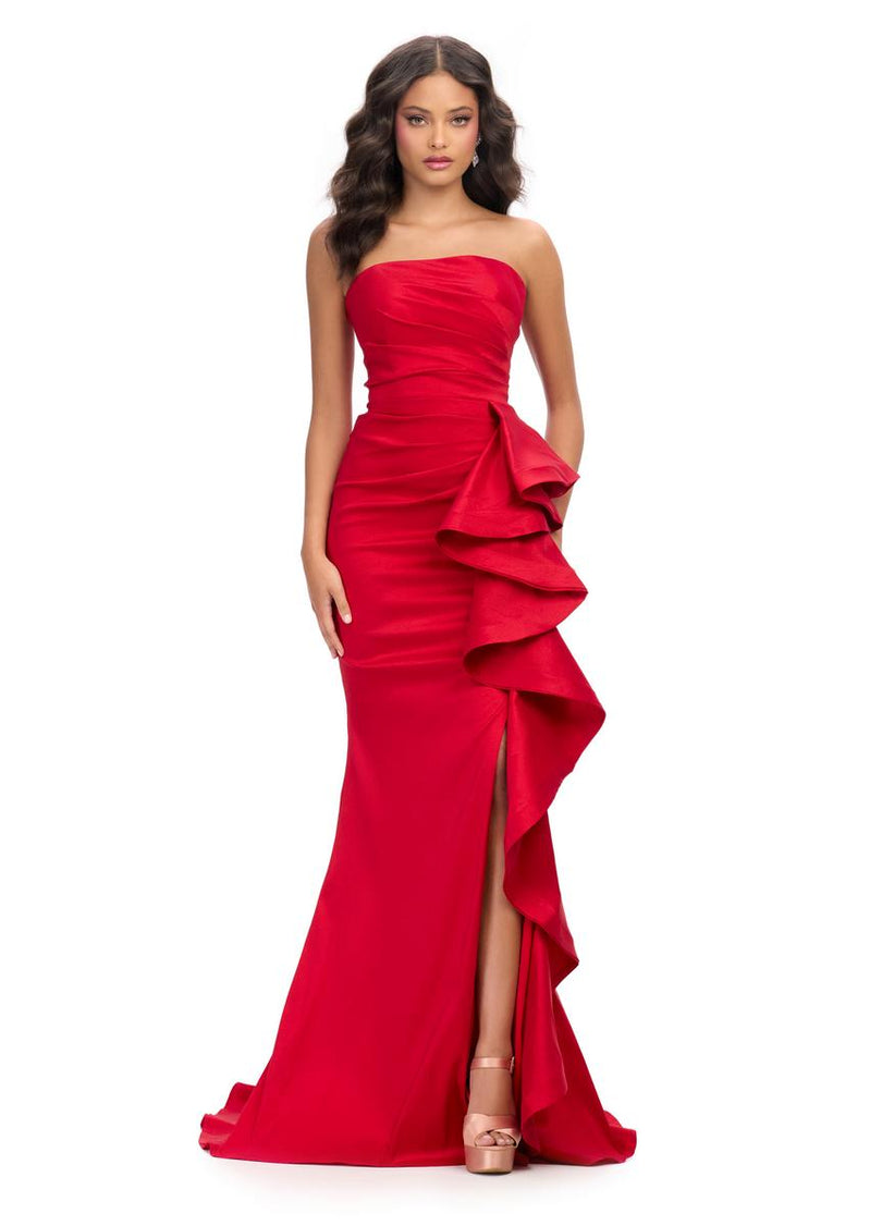 ASHLEYlauren Strapless Side Ruffle 11751 - B