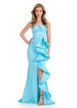 ASHLEYlauren Strapless Side Ruffle 11751 - B