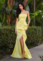 ASHLEYlauren Strapless Side Ruffle 11751