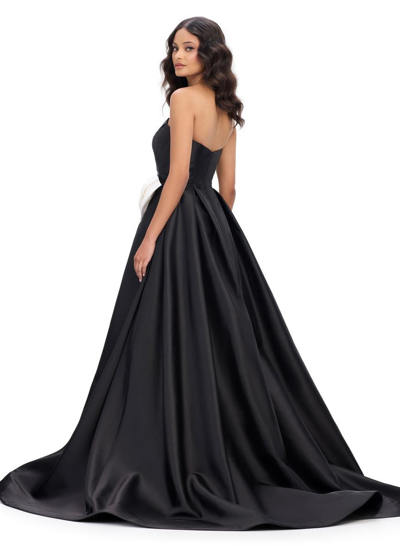 ASHLEYlauren Mikado Bow Prom Dress 11770 White / 2 ASHLEYlauren Mikado Bow Prom Dress 11770 White / 2