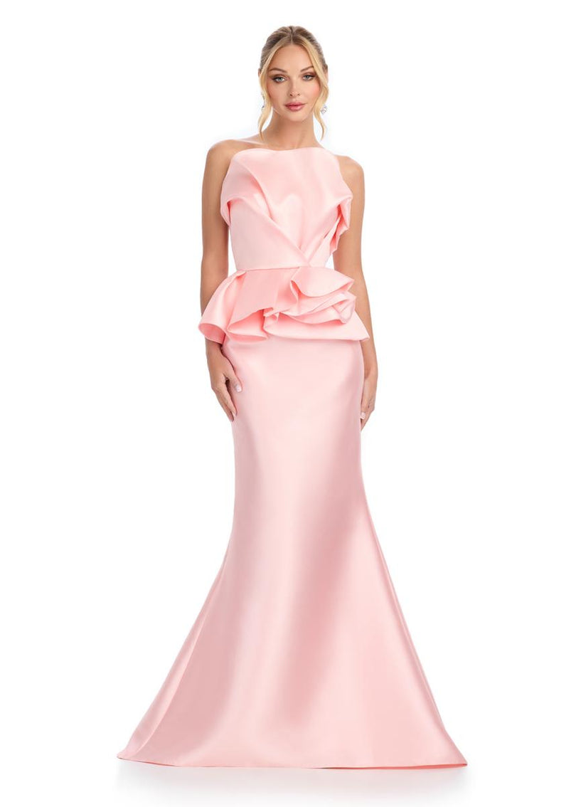ASHLEYlauren Fit and Flare Peplum Waist Prom Dress 11874 Royal / 8 ASHLEYlauren Fit and Flare Peplum Waist Prom Dress 11874 Royal / 8