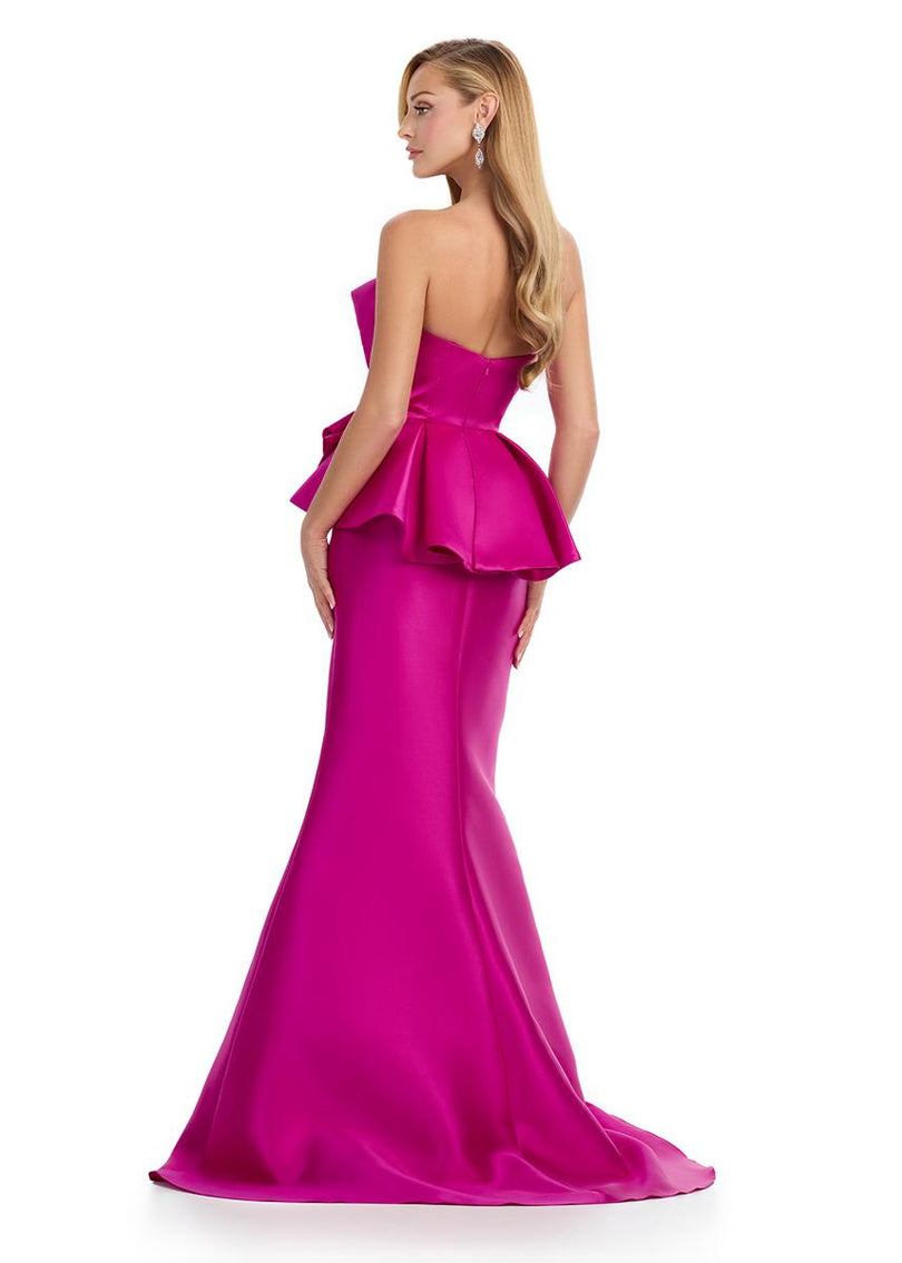 ASHLEYlauren Fit and Flare Peplum Waist Prom Dress 11874 Royal / 8 ASHLEYlauren Fit and Flare Peplum Waist Prom Dress 11874 Royal / 8