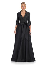 ASHLEYlauren V-Neck Long Sleeve Evening Dress 11876