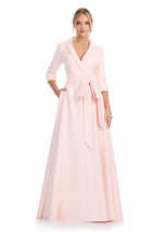 ASHLEYlauren V-Neck Long Sleeve Evening Dress 11876