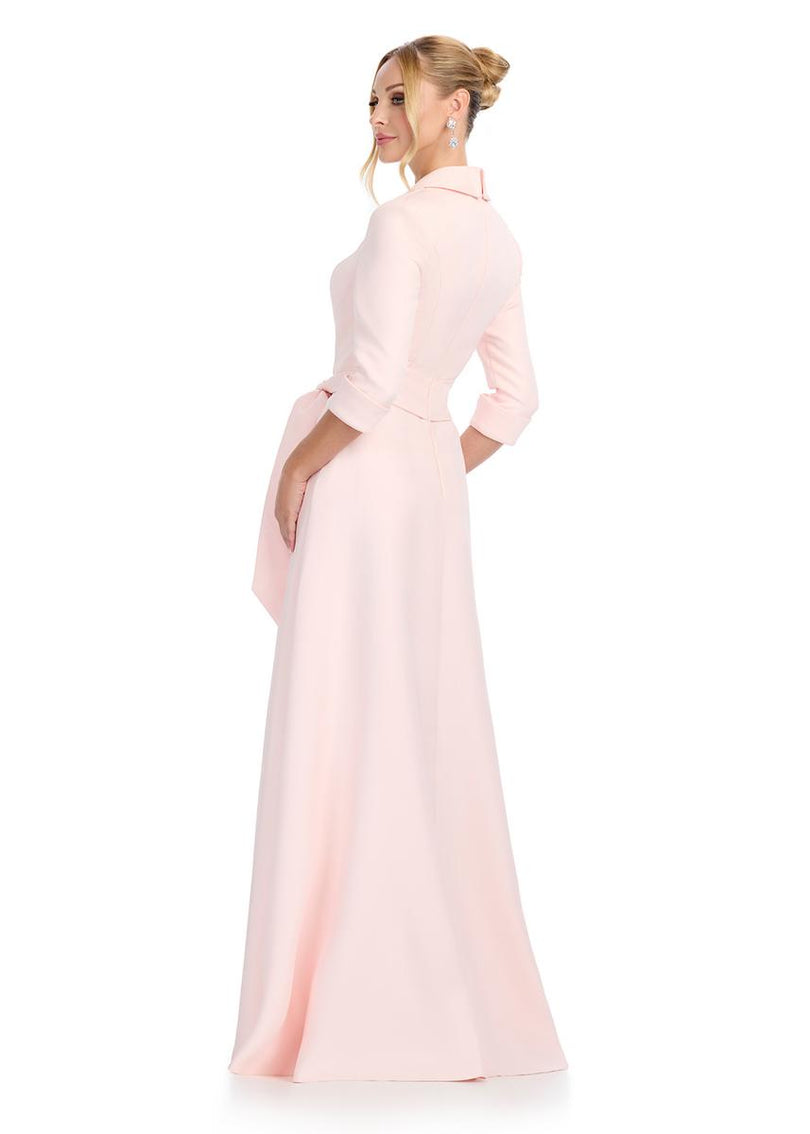 ASHLEYlauren V-Neck Long Sleeve Evening Dress 11876
