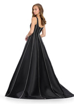 ASHLEYlauren Square Trim Mikado Prom Evening Dress 11882