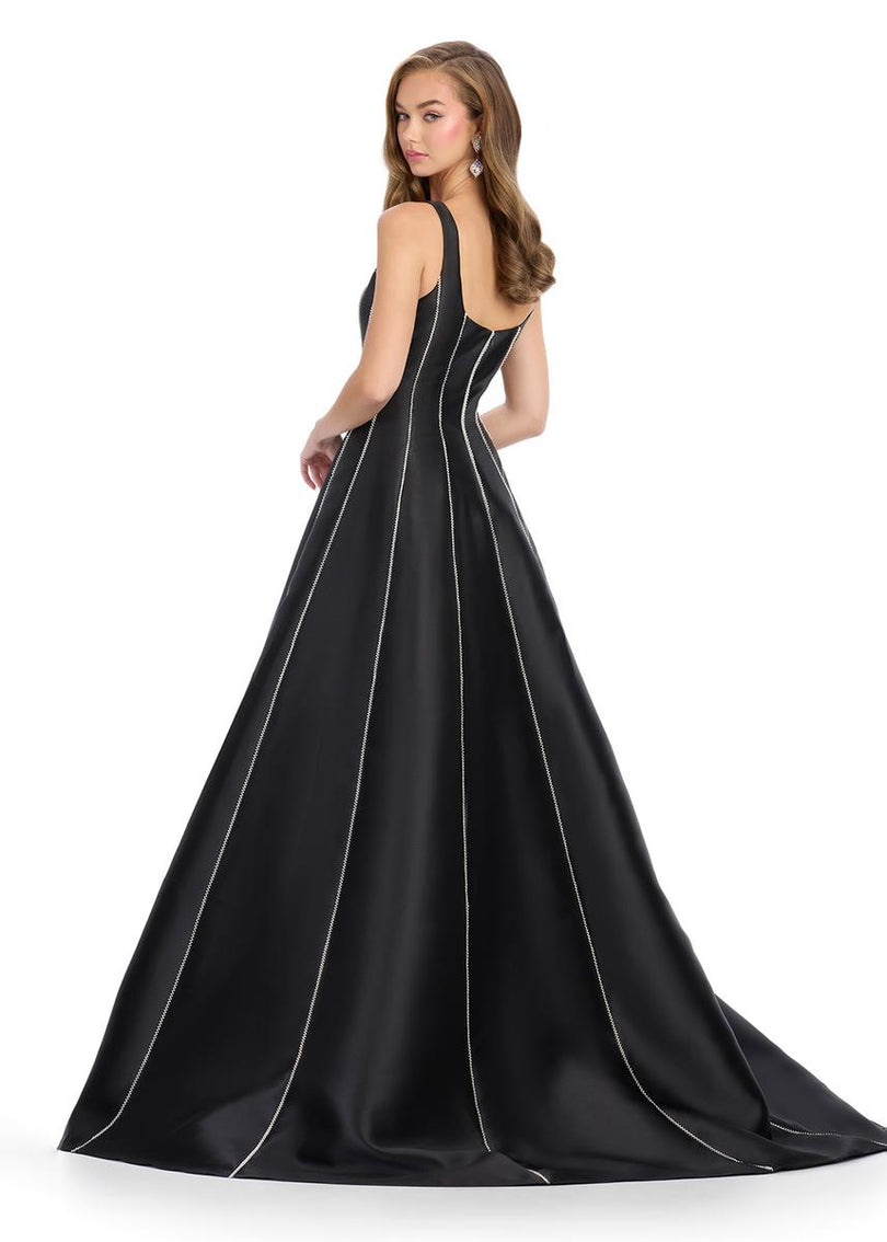 ASHLEYlauren Square Trim Mikado Prom Evening Dress 11882