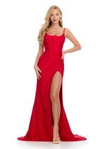 ASHLEYlauren Jersey Corset Wrap Skirt Prom Dress 11900