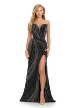 ASHLEYlauren  Strapless Beaded Prom Dress 11963