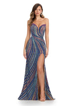 ASHLEYlauren  Strapless Beaded Prom Dress 11963