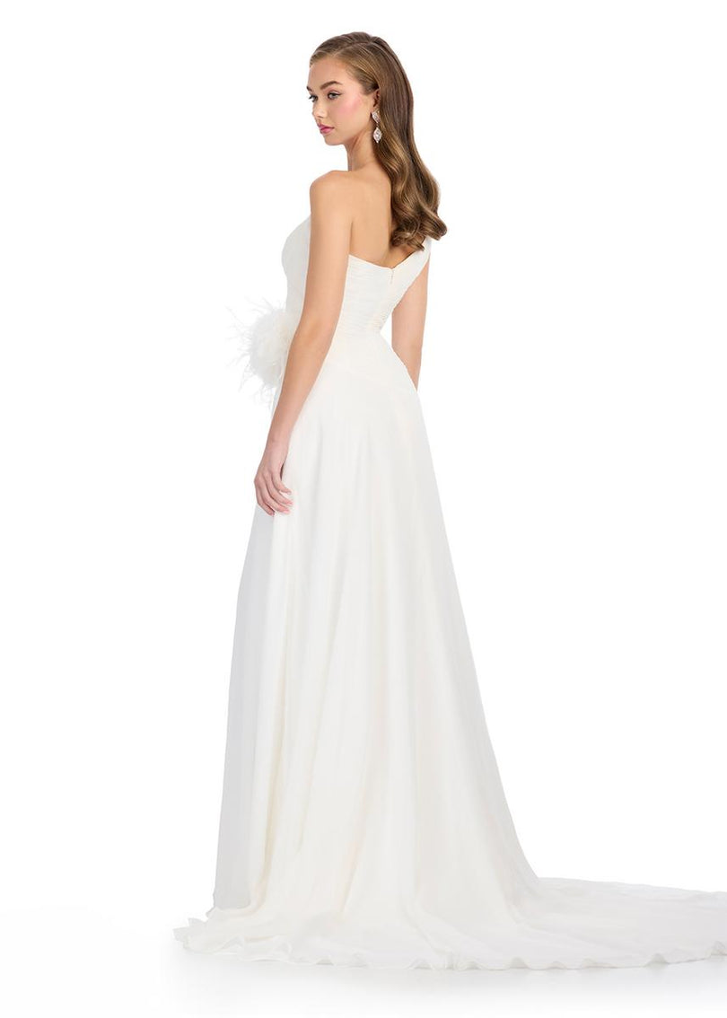 one shoulder prom dress white Dresses 2026 - Ivory & Cream Styles length dress perfect for turning heads One Shoulder Prom Dresses, Pleats