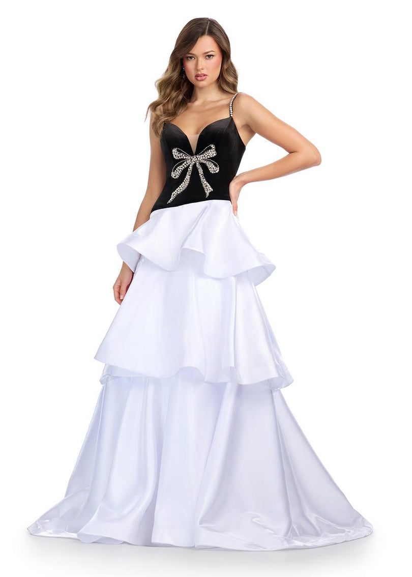 ASHLEYlauren Velvet Ruffle Prom Dress 11974 ASHLEYlauren Velvet Ruffle Prom Dress 11974