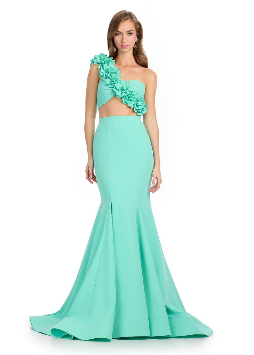 ASHLEYlauren Two Piece Jersey Prom Dress 11981 Red / 6 ASHLEYlauren Two Piece Jersey Prom Dress 11981 Red / 6