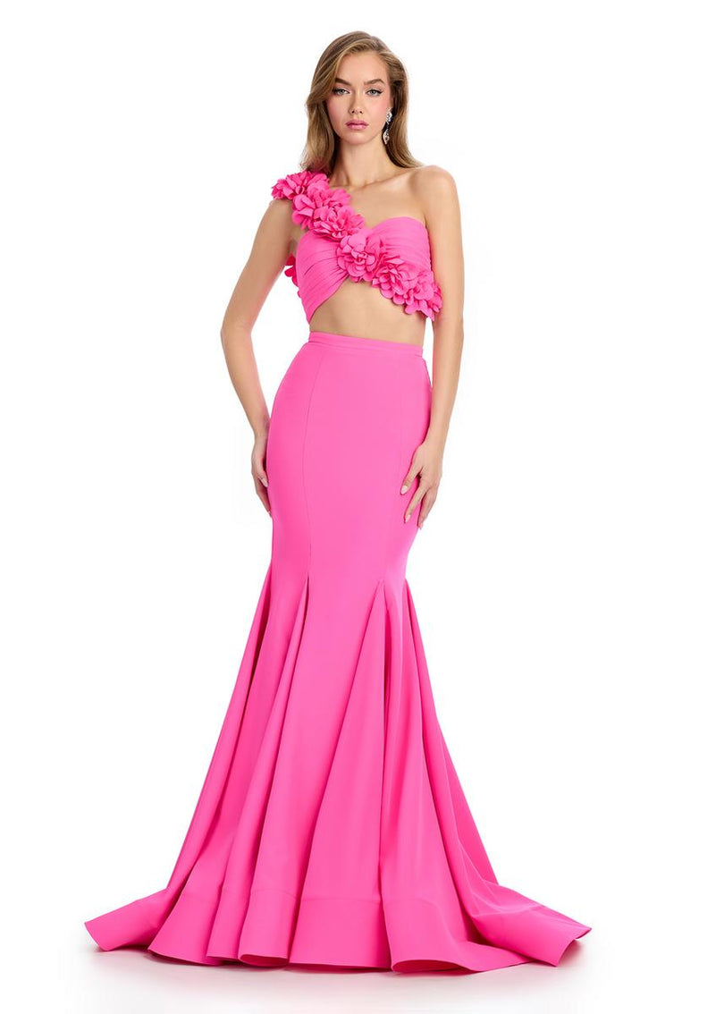 ASHLEYlauren Two Piece Jersey Prom Dress 11981 Red / 6 ASHLEYlauren Two Piece Jersey Prom Dress 11981 Red / 6