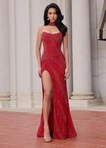 ASHLEYlauren Glam Beaded Choker Prom Dress 12001