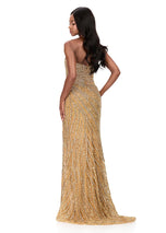 ASHLEYlauren Strapless Beaded Long Prom Dress 12011
