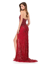 ASHLEYlauren Strapless Beaded Long Prom Dress 12011