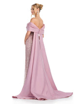 ASHLEYlauren Off-Shoulder Beaded Evening Gown 12020