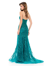 ASHLEYlauren Strapless Lace Corset Prom Dress 12060