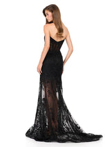 ASHLEYlauren Lace Illusion Skirt Prom Dress 12061