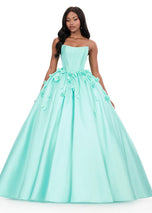 ASHLEYlauren Strapless 3D Applique Ballgown Dress 12062