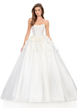 ASHLEYlauren Strapless 3D Applique Ballgown Dress 12062