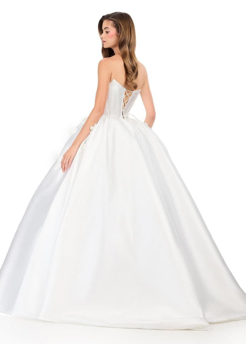 ASHLEYlauren Strapless 3D Applique Ballgown Dress 12062