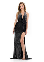 ASHLEYlauren Jersey Halter Prom Dress 12064
