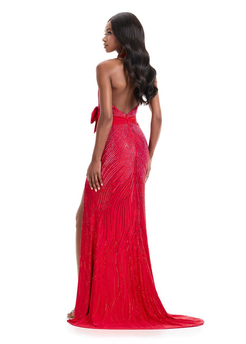 ASHLEYlauren Jersey Halter Prom Dress 12064