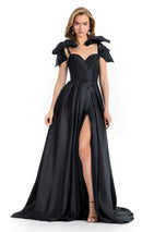 ASHLEYlauren A-Line Bow Prom Dress 12065