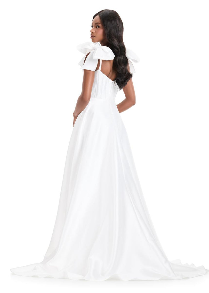 ASHLEYlauren A-Line Bow Prom Dress 12065