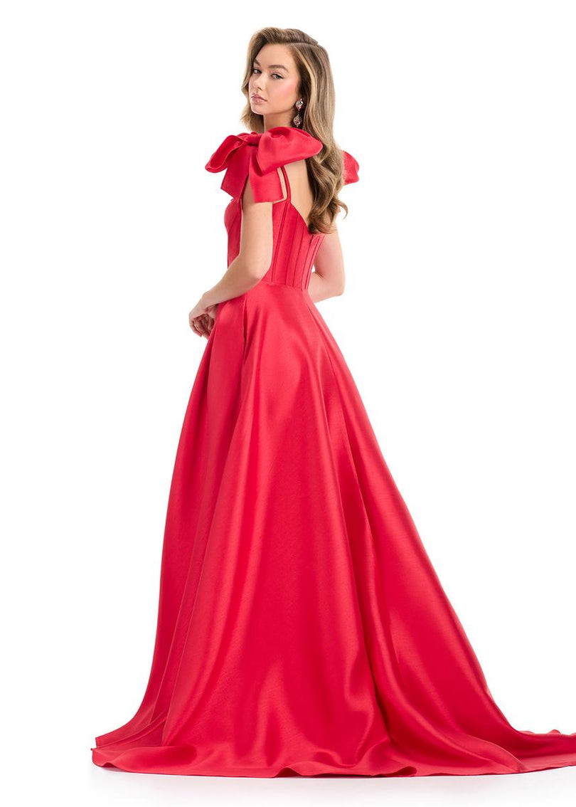 ASHLEYlauren A-Line Bow Prom Dress 12065
