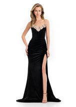 ASHLEYlauren Velvet Corset Prom Dress 12078
