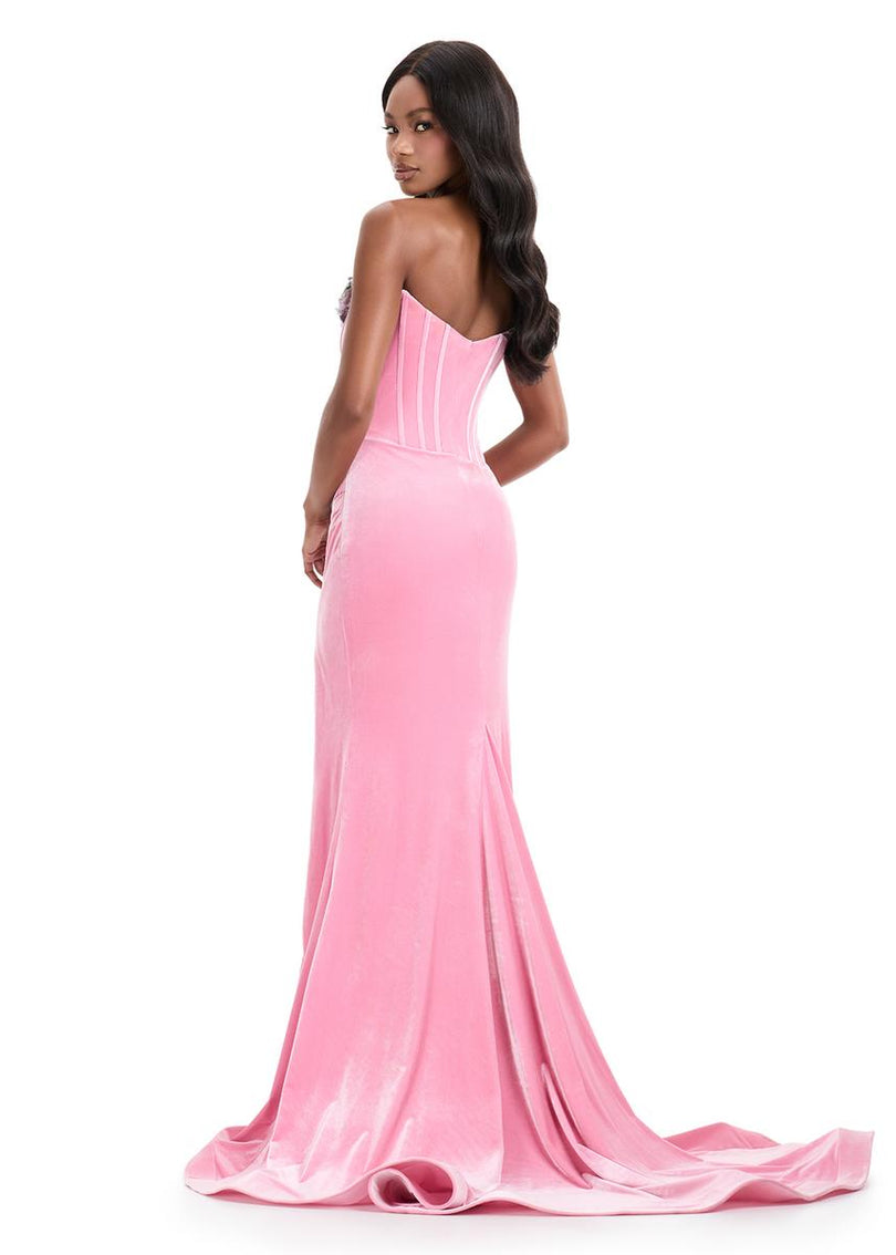 ASHLEYlauren Velvet Corset Prom Dress 12078