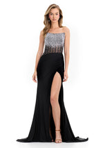 ASHLEYlauren Illusion Corset Prom Dress 12087