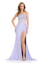ASHLEYlauren Illusion Corset Prom Dress 12087