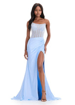 ASHLEYlauren Illusion Corset Prom Dress 12087