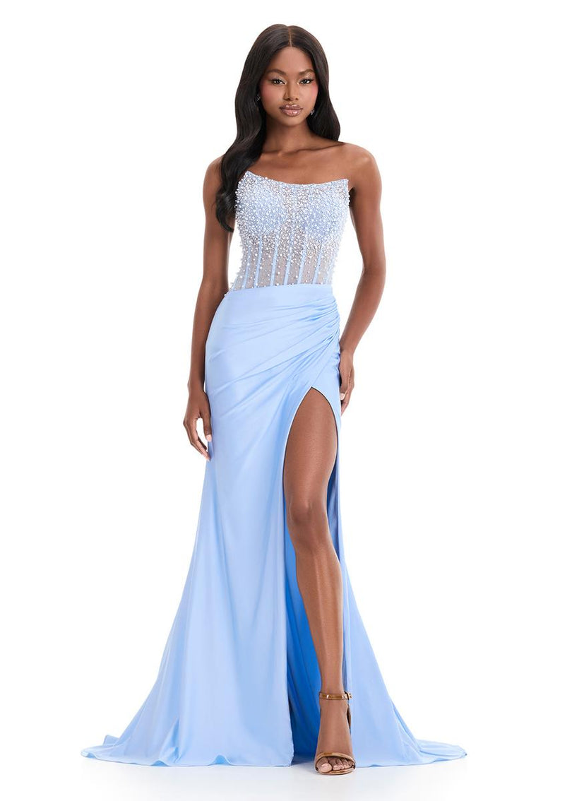 ASHLEYlauren Illusion Corset Prom Dress 12087