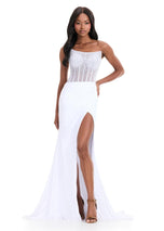 ASHLEYlauren Illusion Corset Prom Dress 12087