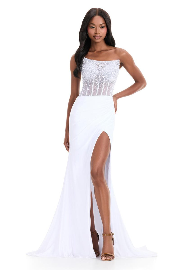 ASHLEYlauren Illusion Corset Prom Dress 12087